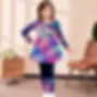 Girls' 3D Graphic Galaxy Unicorn T-Shirt & Pants Dress Set 3-12 Years